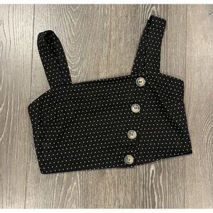 Free People Womens Black/White Buttoned Polka Dot Crop Top Size XS - Excellent!!